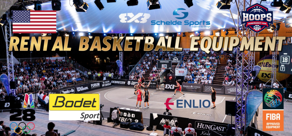 Professional portable basketball court and hoop rental setup in Southern Californ